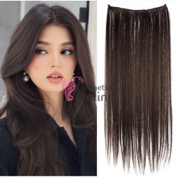 Extensie de par cu 4 Clips On delux simpla dreapta de 51 cm, Saten Inchis 39702